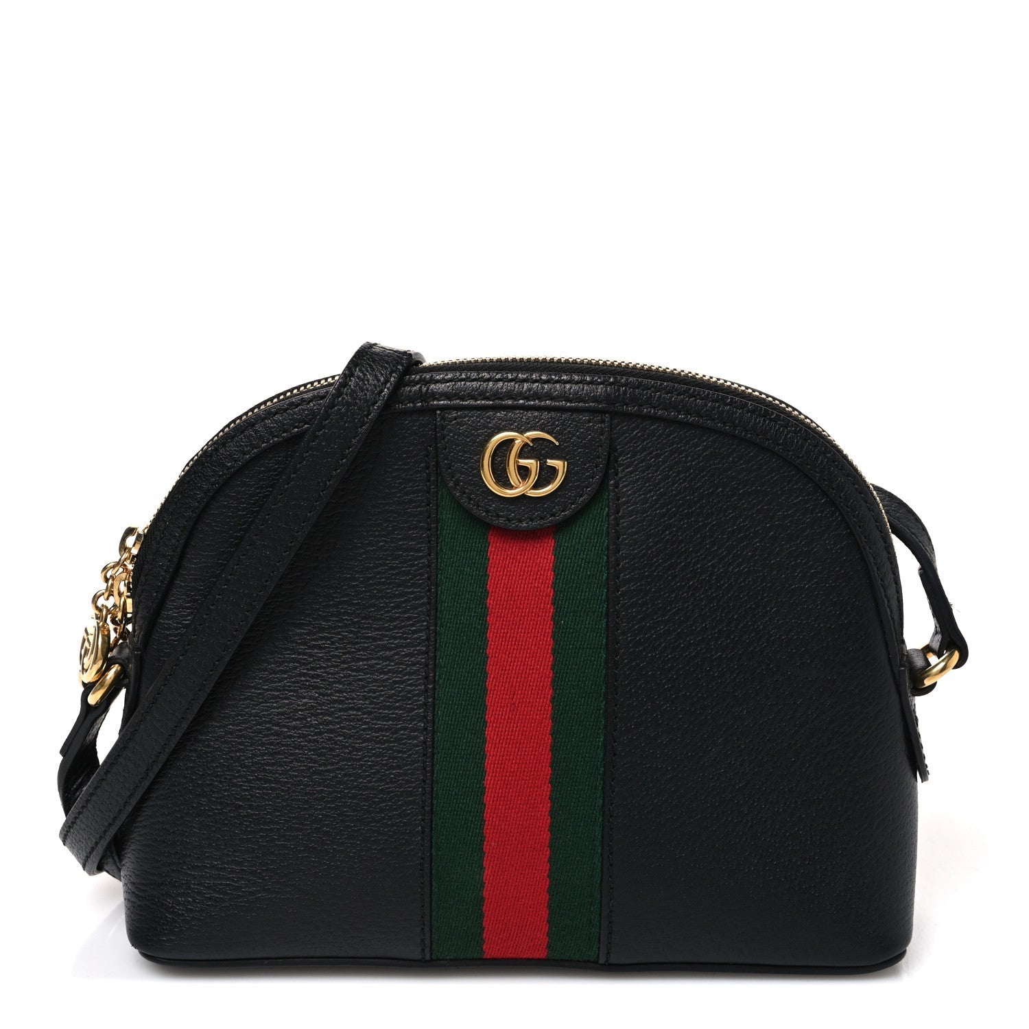 Gucci Suede Patent Web GG Small Ophidia Dome Shoulder Bag Black