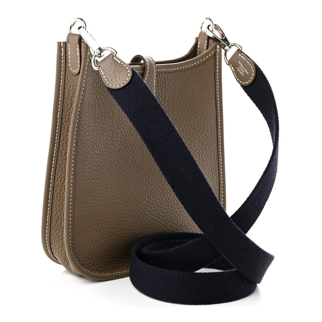 Hermès Taurillon Clemence Amazone Evelyne TPM Etoupe Bleu Indigo