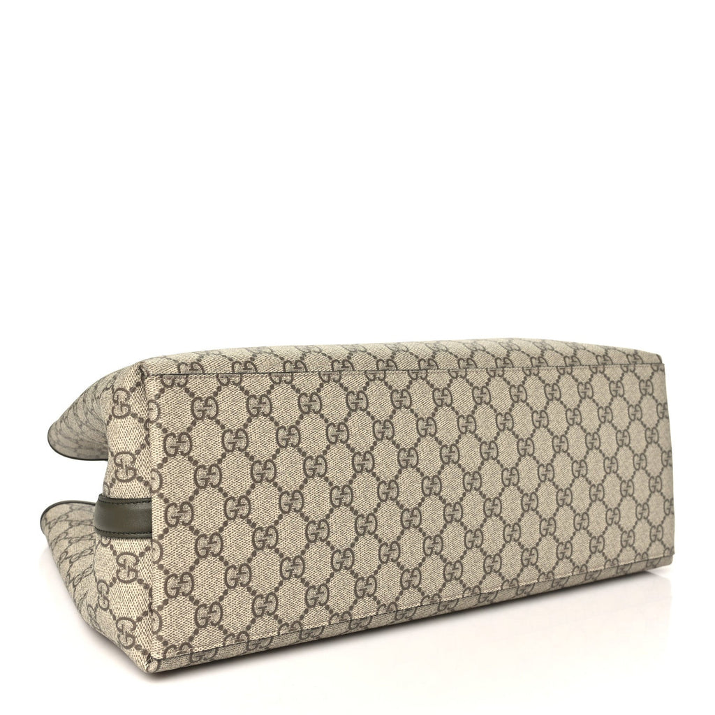Gucci GG Supreme Monogram Emblem Large Tote Bag Beige Green