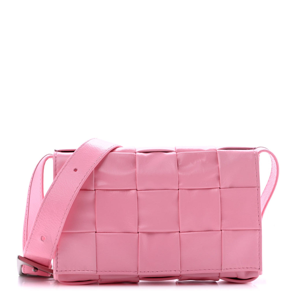 Bottega Veneta Paper Calfskin Maxi Intreccio Small Cassette Crossbody Bag Ribbon