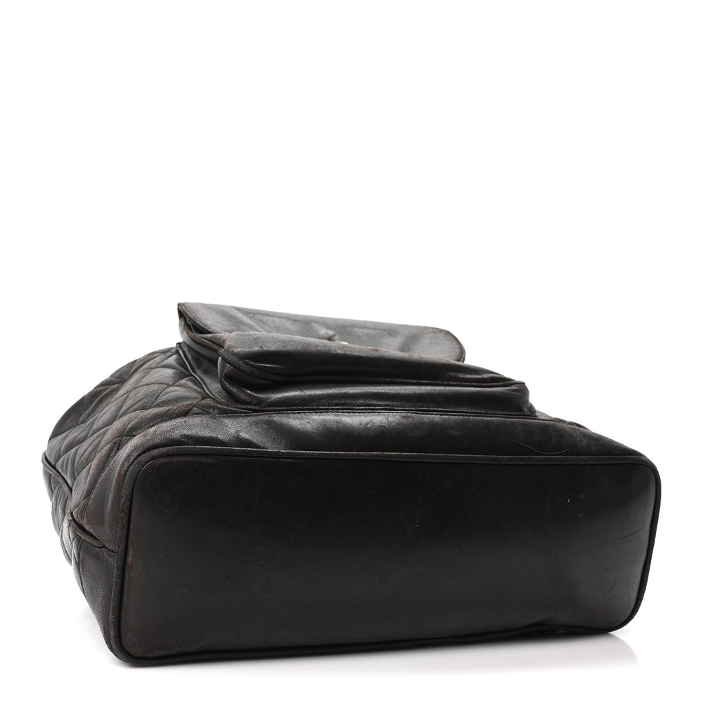 Chanel Lambskin Quilted Drawstring Backpack Brown