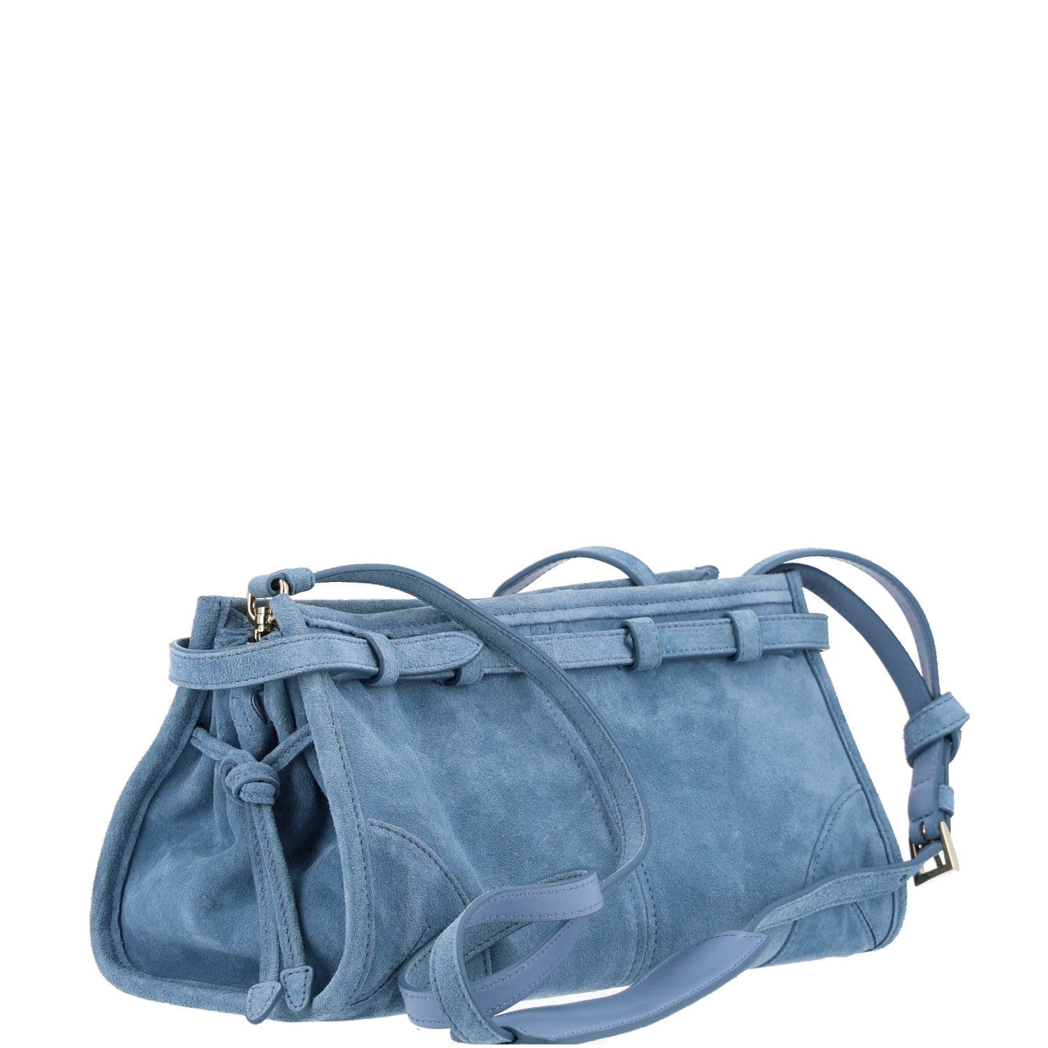Prada Scamosciato Triangle Small Bonnie Shoulder Bag Astrale