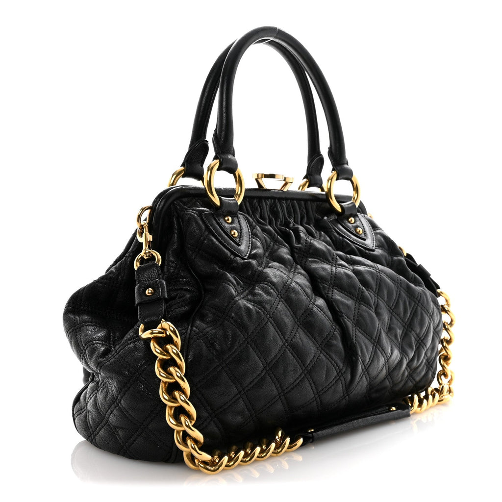 Calfskin Quilted Stam Black