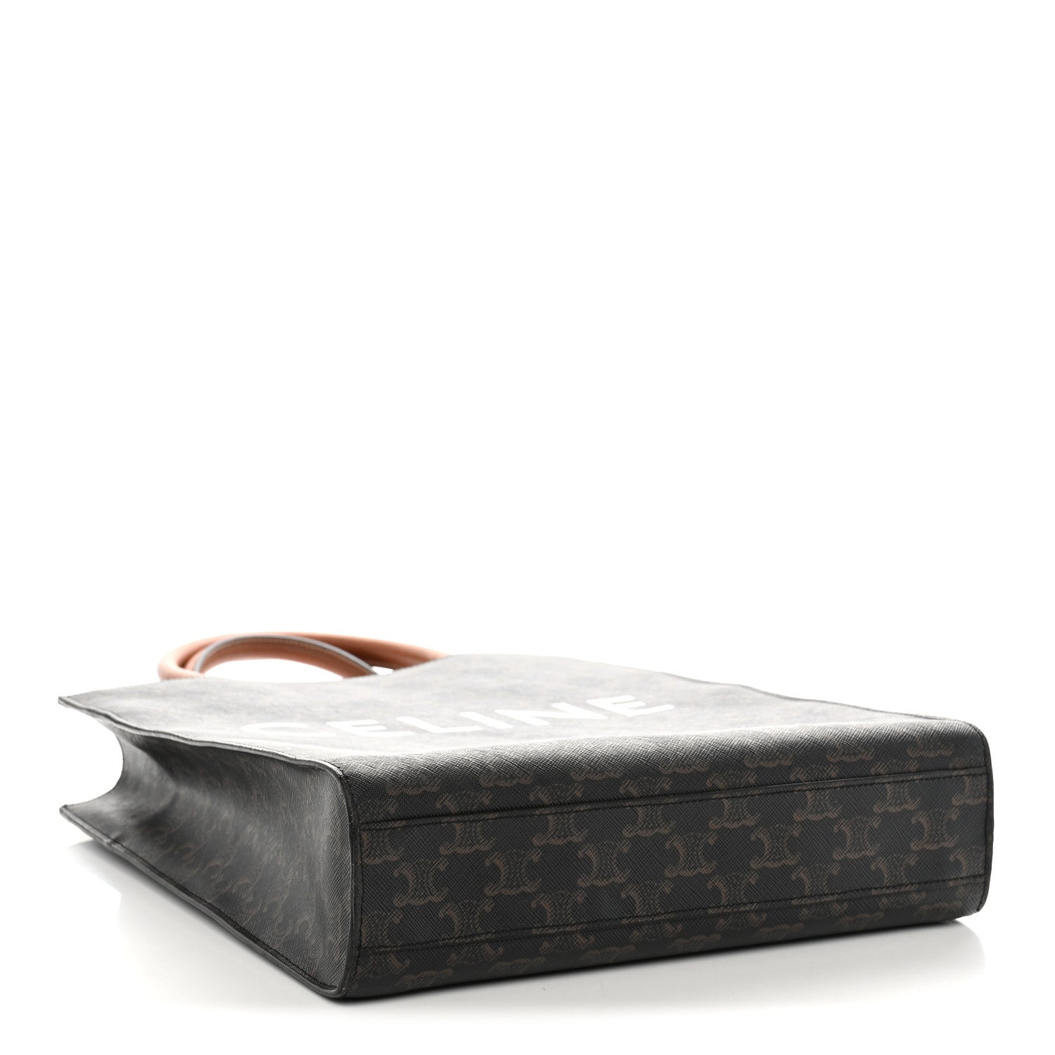 Celine Triomphe Canvas Calfskin Small Vertical Cabas Tan