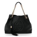 Gucci Pebbled Calfskin Medium Soho Chain Shoulder Bag Black
