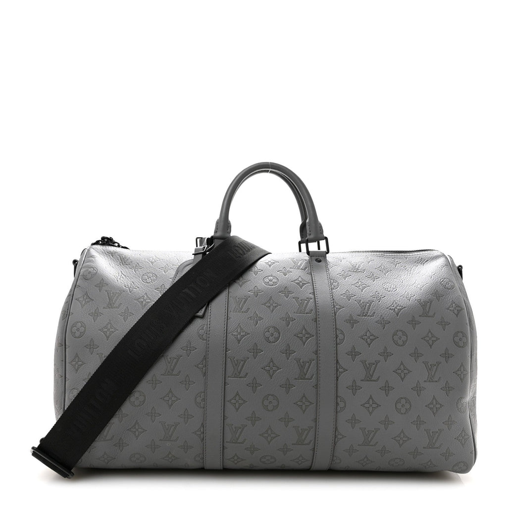 Louis Vuitton Calfskin Monogram Shadow Keepall Bandouliere 50 Anthracite gray