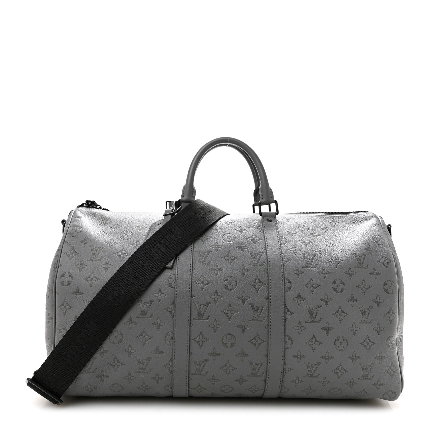 Louis Vuitton Calfskin Monogram Shadow Keepall Bandouliere 50 Anthracite gray