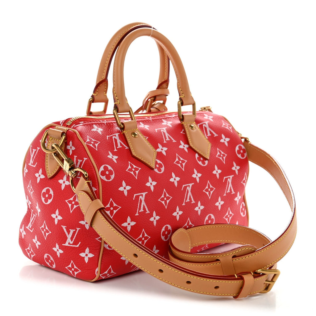 Louis Vuitton Soft Calfskin Monogram Speedy P9 Bandouliere 25 Red