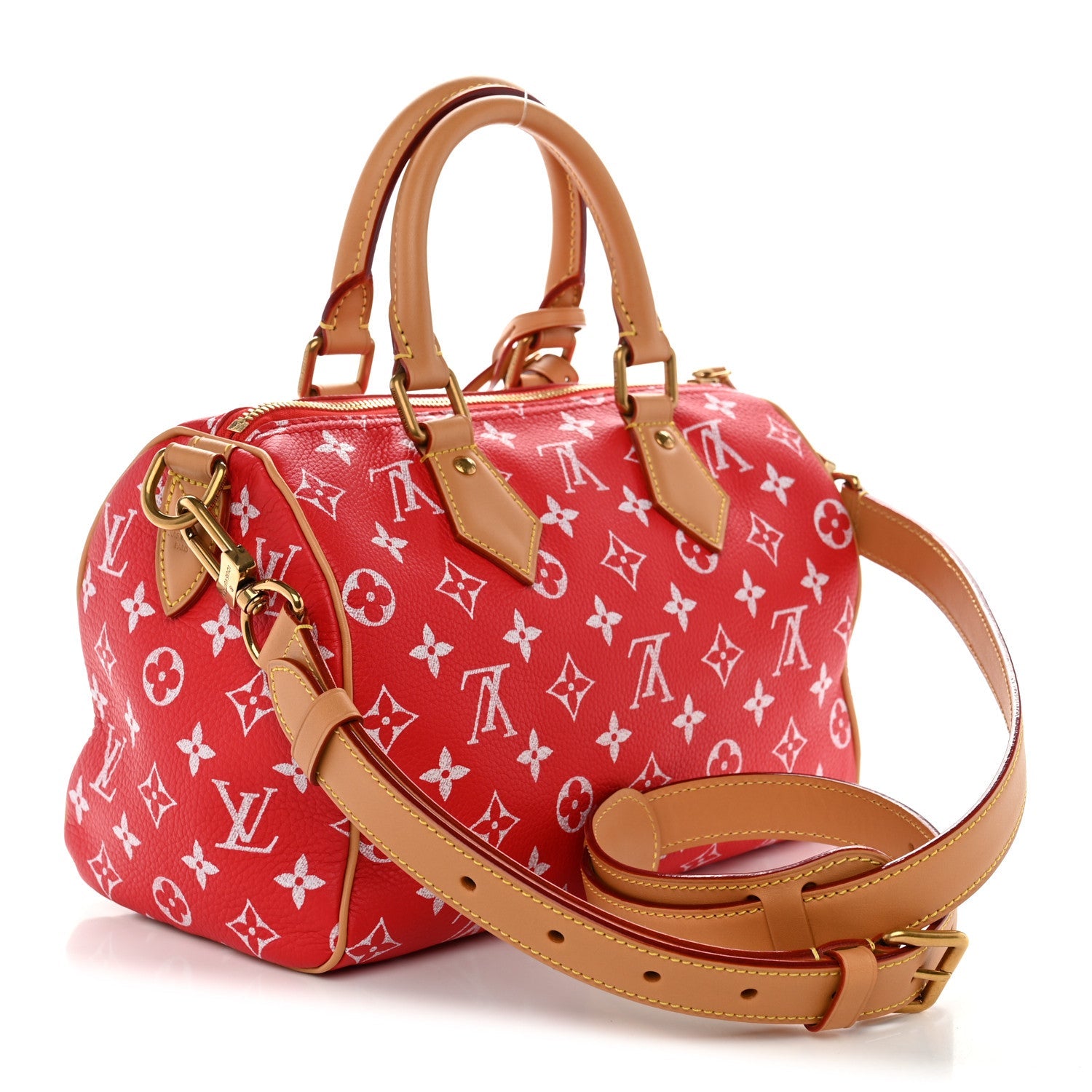 Louis Vuitton Soft Calfskin Monogram Speedy P9 Bandouliere 25 Red