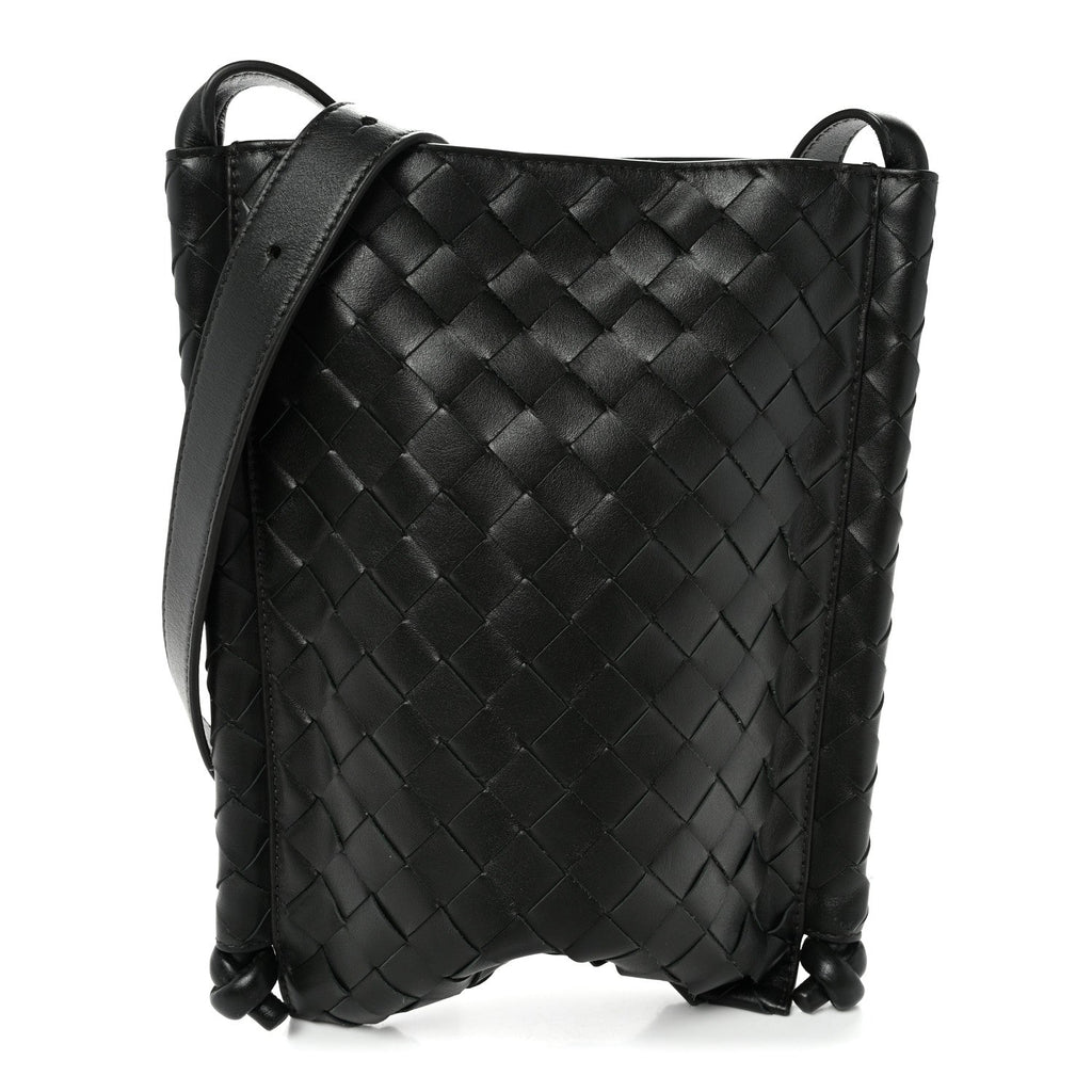 Bottega Veneta Nappa Intrecciato Small Flat Loop Messenger - Angled Front View