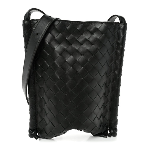 Bottega Veneta Nappa Intrecciato Small Flat Loop Messenger - Angled Front View