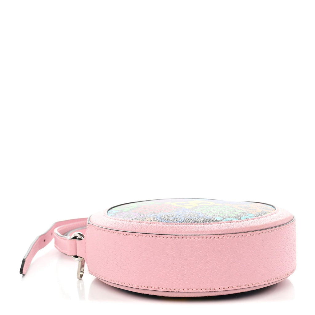 Gucci GG Supreme Monogram Psychedelic Round Shoulder Bag Black Multicolor Sugar Pink