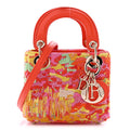 Dior Beaded Embroidery Lambskin Micro Lady Dior Orange Multicolor