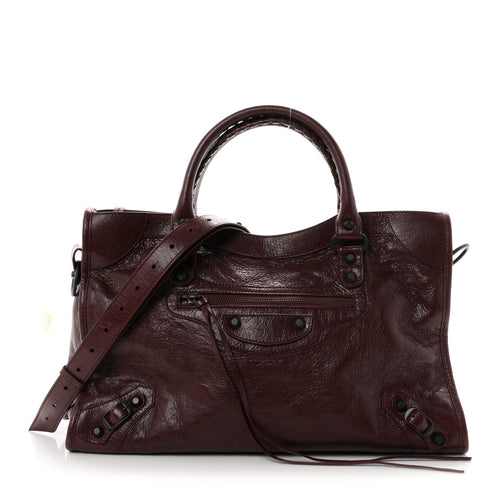 Balenciaga Agneau Arena Classic Hardware Medium Le City Dark Burgundy