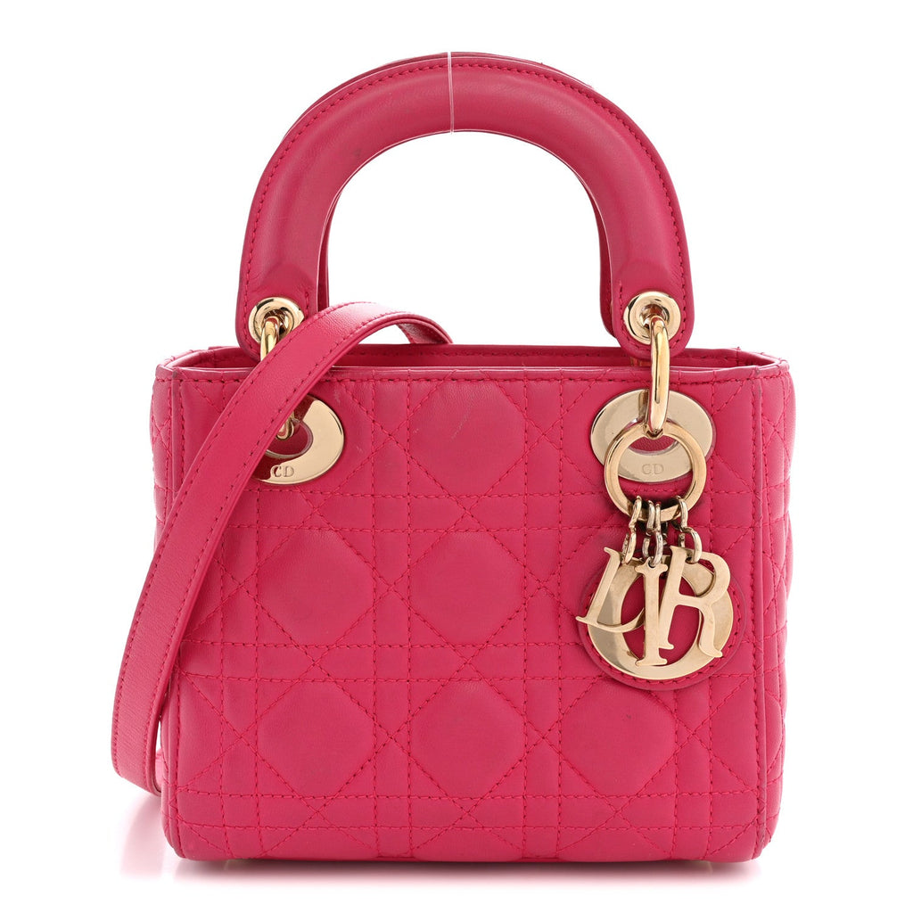 Dior Lambskin Cannage Mini Lady Dior Pink