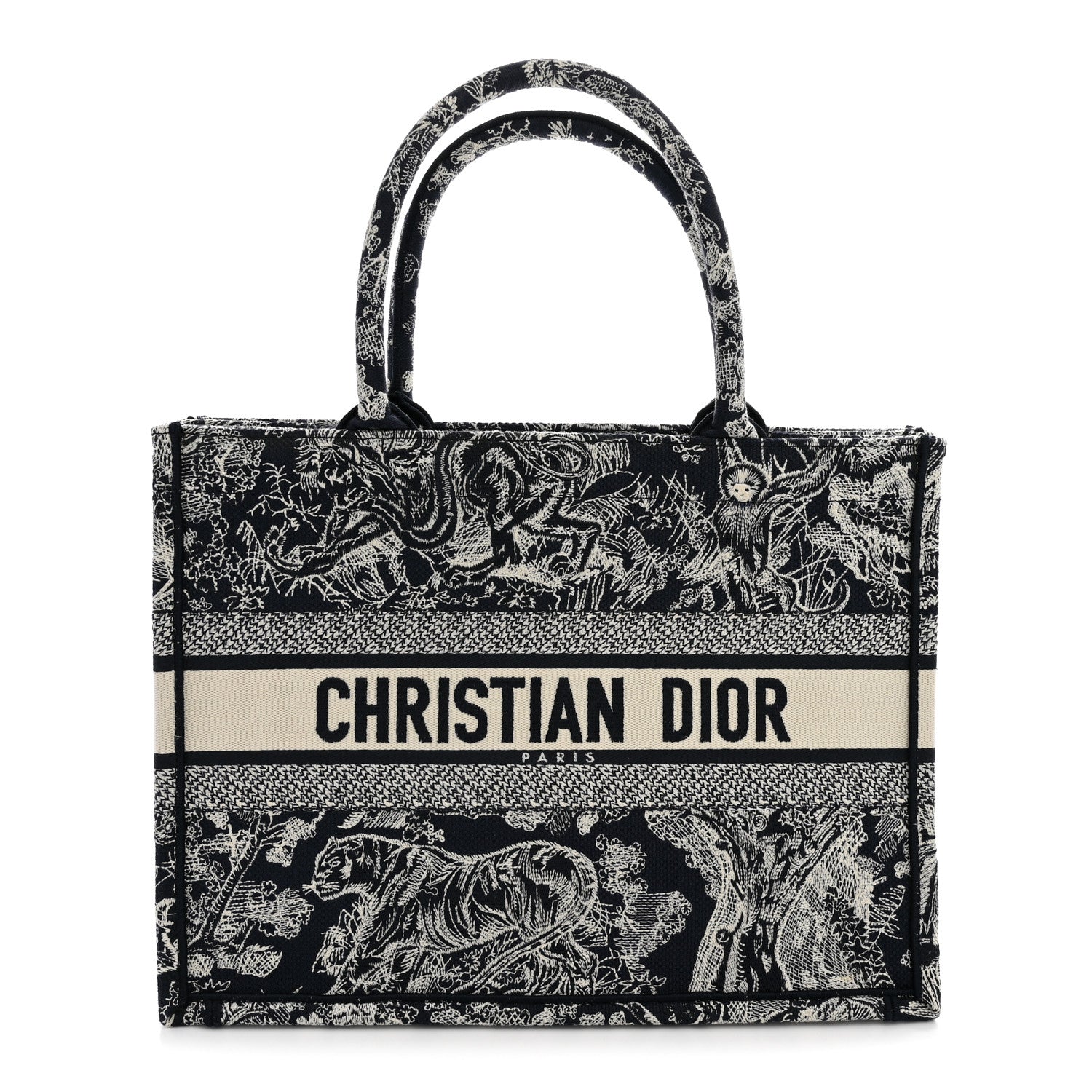Dior Canvas Embroidered Medium Dioriviera Toile De Jouy Reverse Book Tote Blue