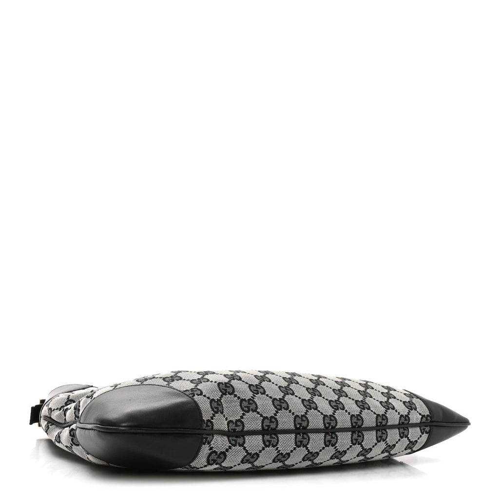 Gucci Monogram Lobster Clasp Jackie O Hobo Beige Black