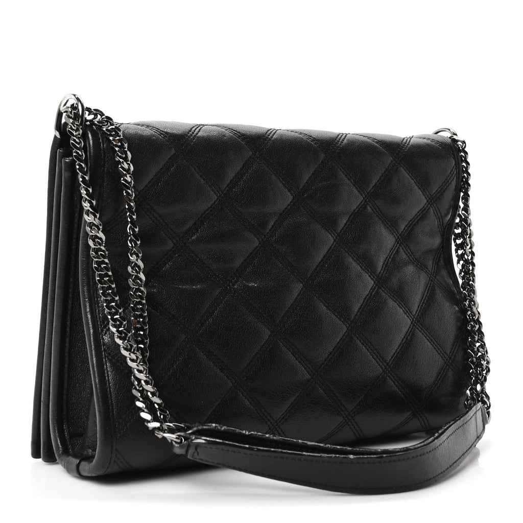 Saint Laurent Lambskin Quilted Mini Becky Chain Bag Black