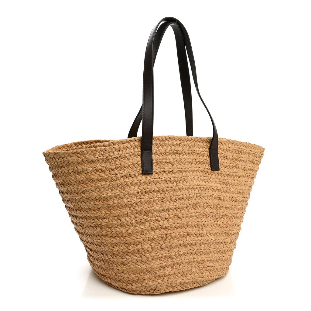 Saint Laurent Raffia Calfskin Medium Panier Tote