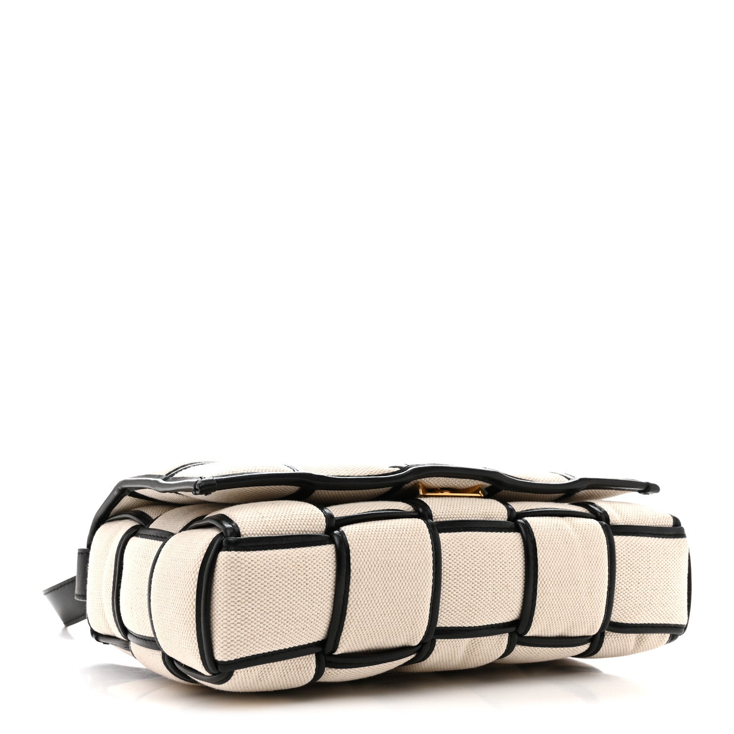 Bottega Veneta Canvas Intrecciato Padded Cassette Crossbody Bag Natural Black