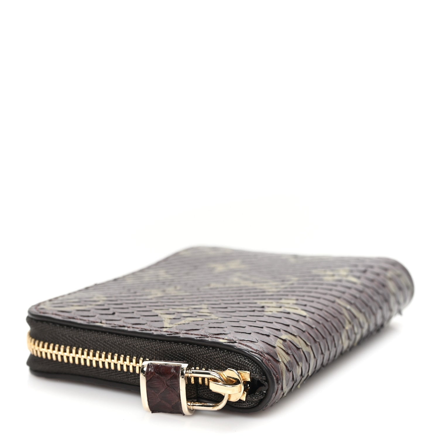 Louis Vuitton Snakeskin Monogram Zippy Padlock Coin Purse Brown