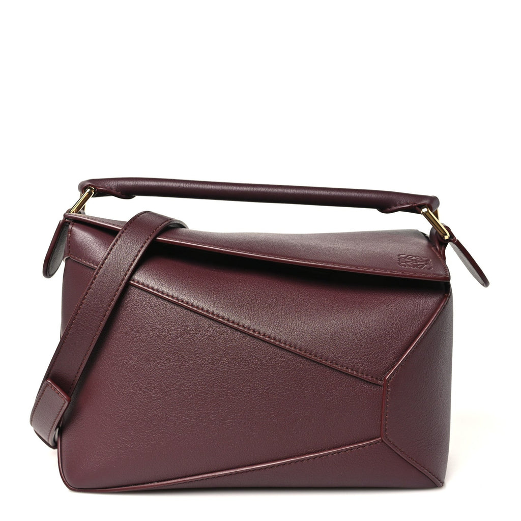Loewe Soft Grained Calfskin Small Puzzle Edge Bag Dark Burgundy