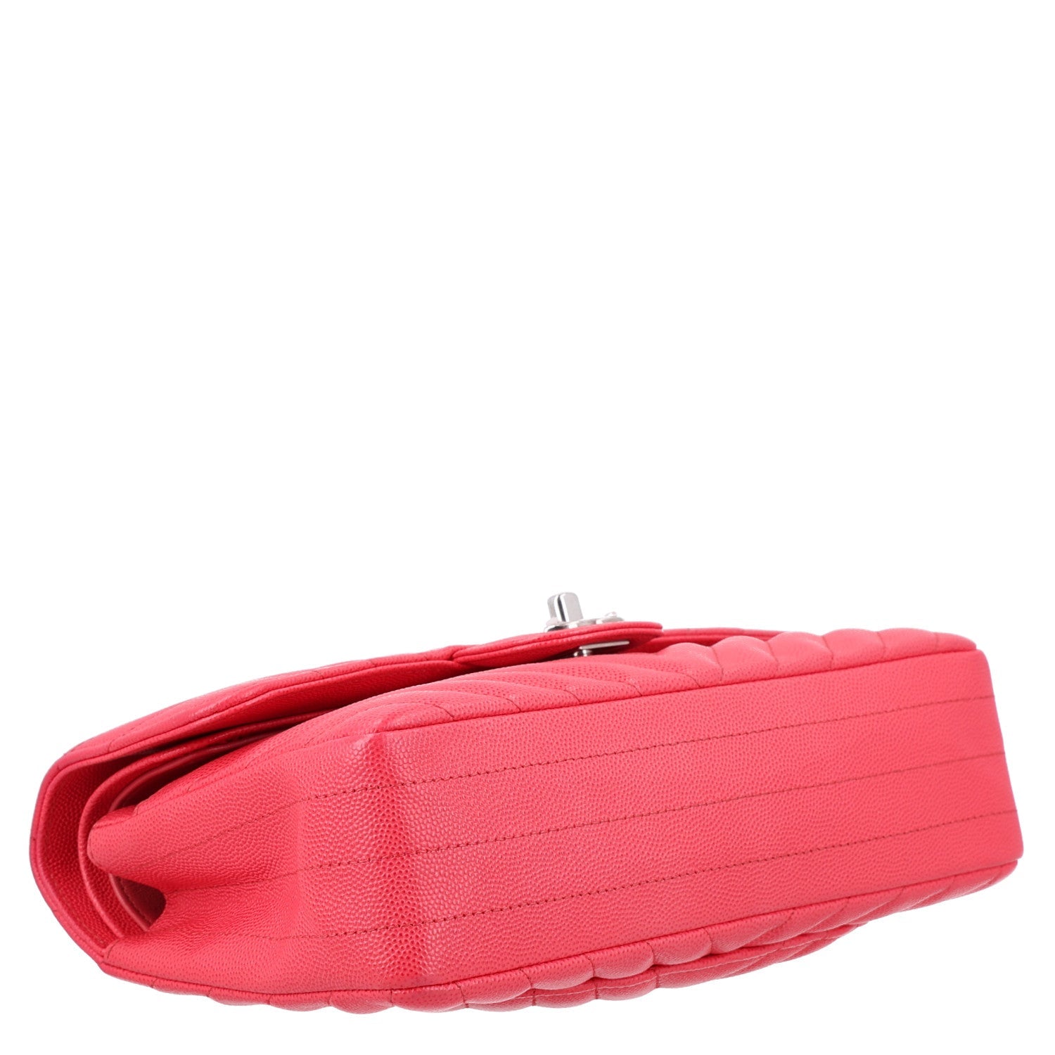 Chanel Caviar Chevron Quilted Small Double Flap Dark Pink