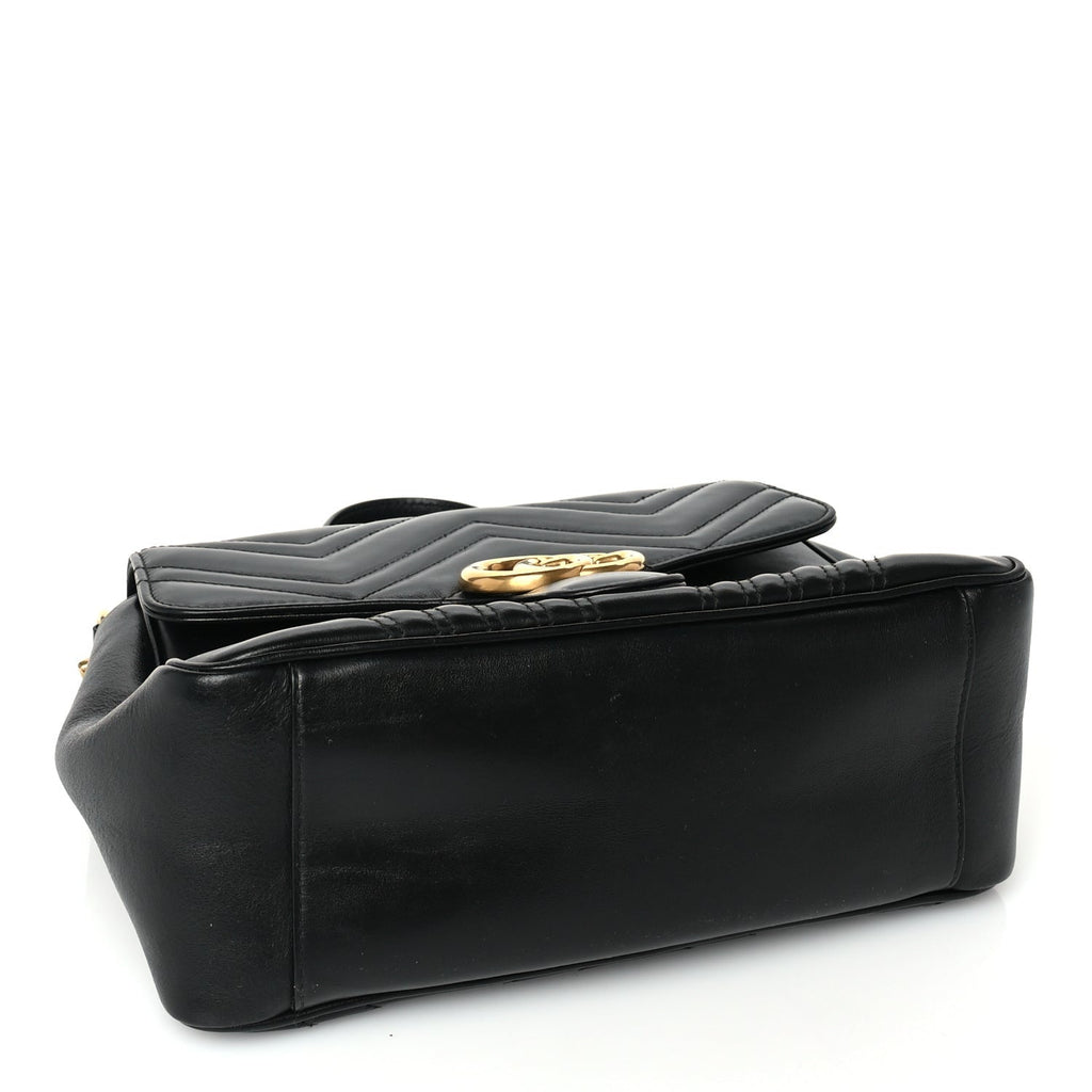 Gucci Calfskin Matelasse Small GG Marmont Top Handle Shoulder Bag