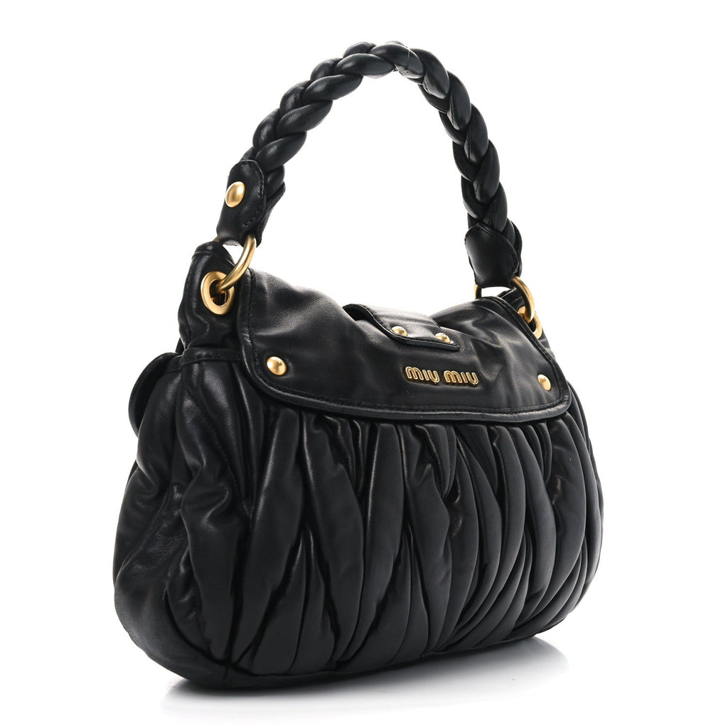 Miu Miu Nappa Matelasse Coffer Hobo Black