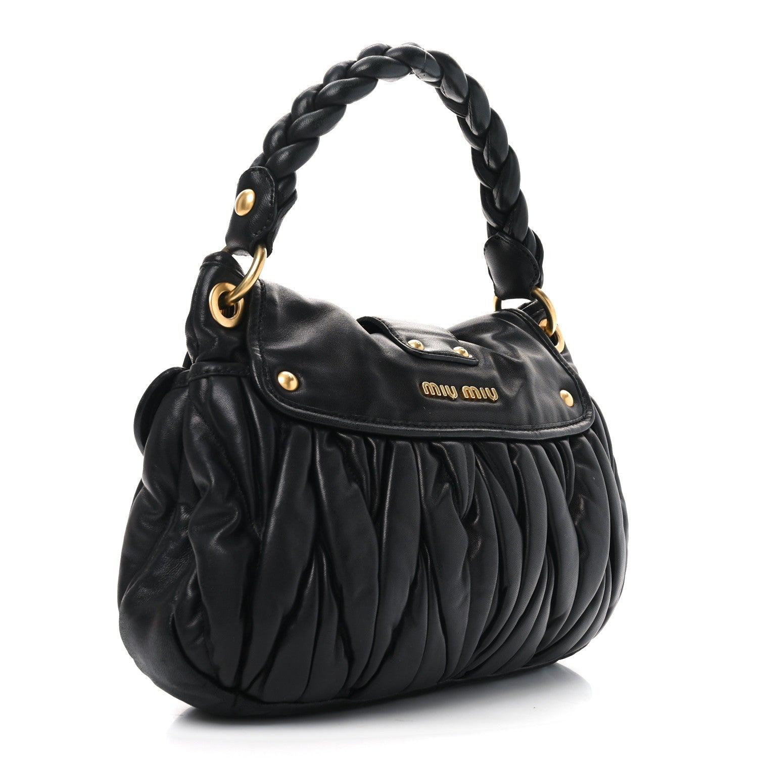 Miu Miu Nappa Matelasse Coffer Hobo Black