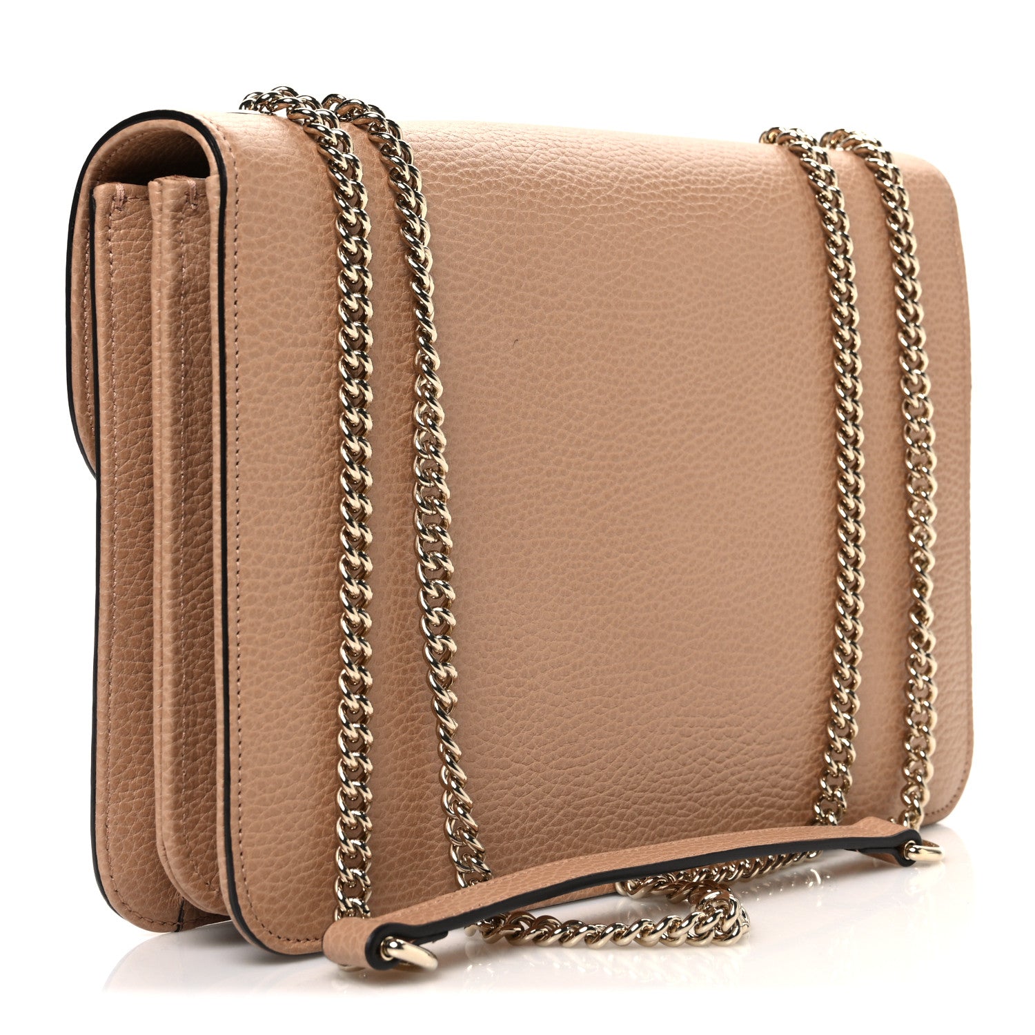 Gucci Dollar Calfskin Interlocking G Shoulder Bag Camelia