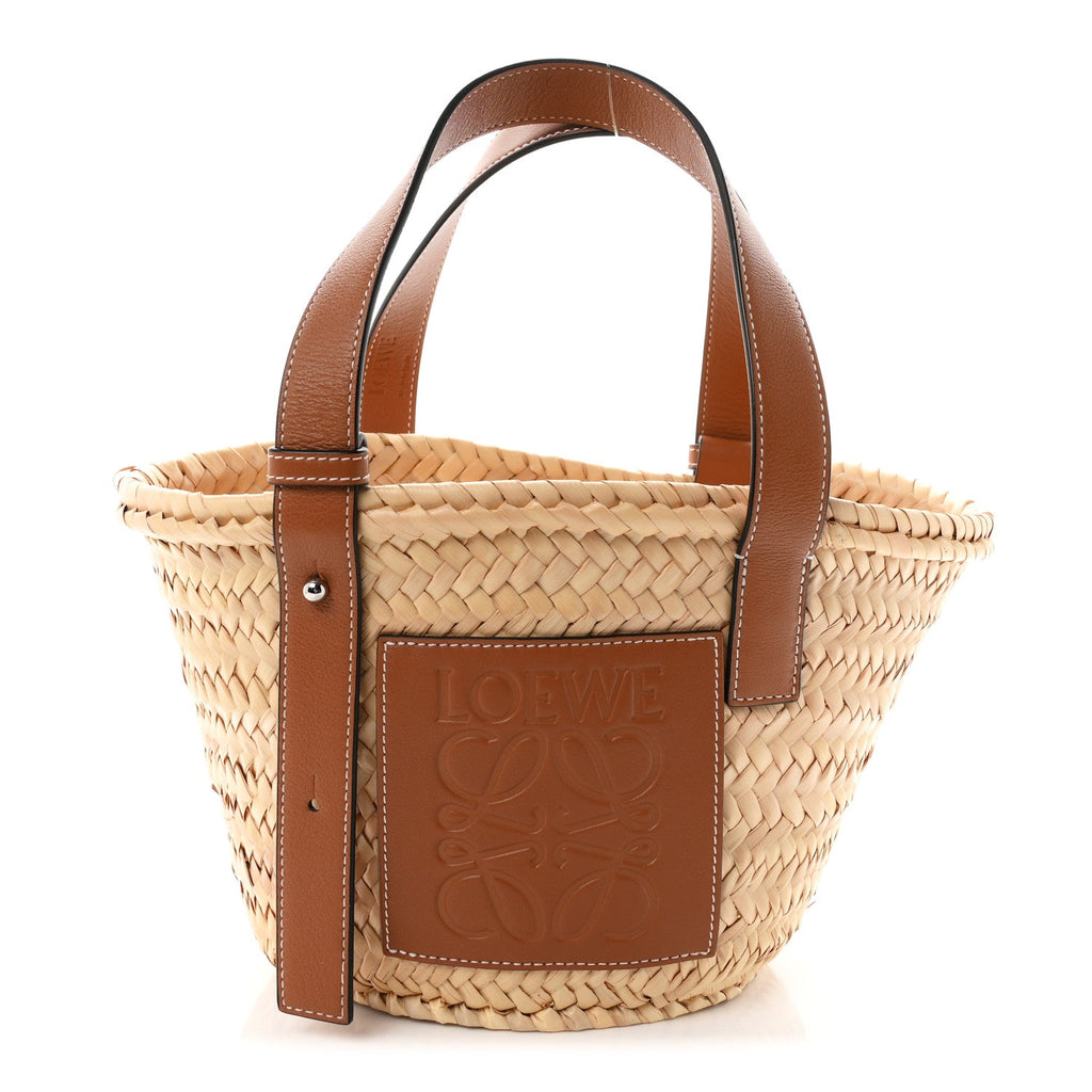 Loewe Raffia Small Basket Tote Bag Natural Tan