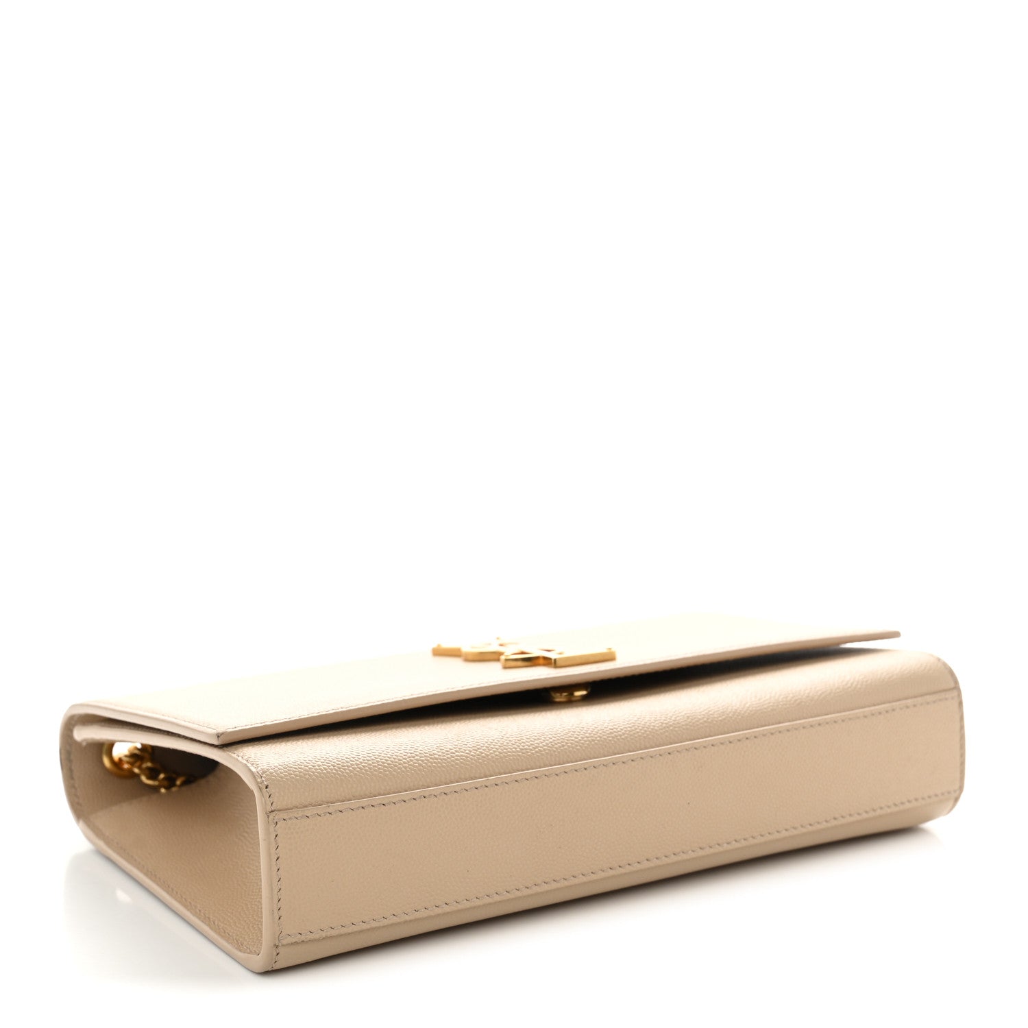 Saint Laurent Grain De Poudre Medium Monogram Kate Satchel Dark Beige