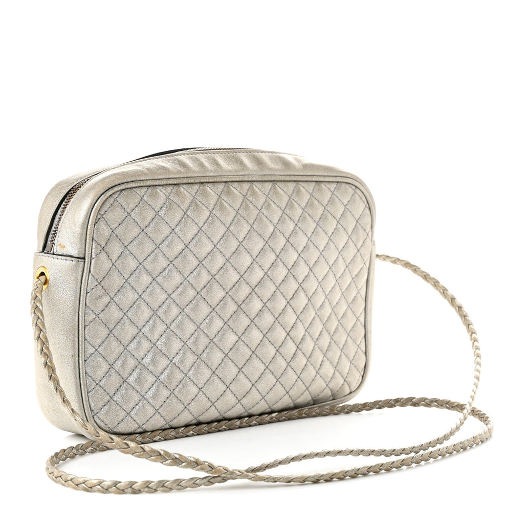 Gucci Laminated Nappa Web Trapuntata Mini GG Shoulder Bag Argento