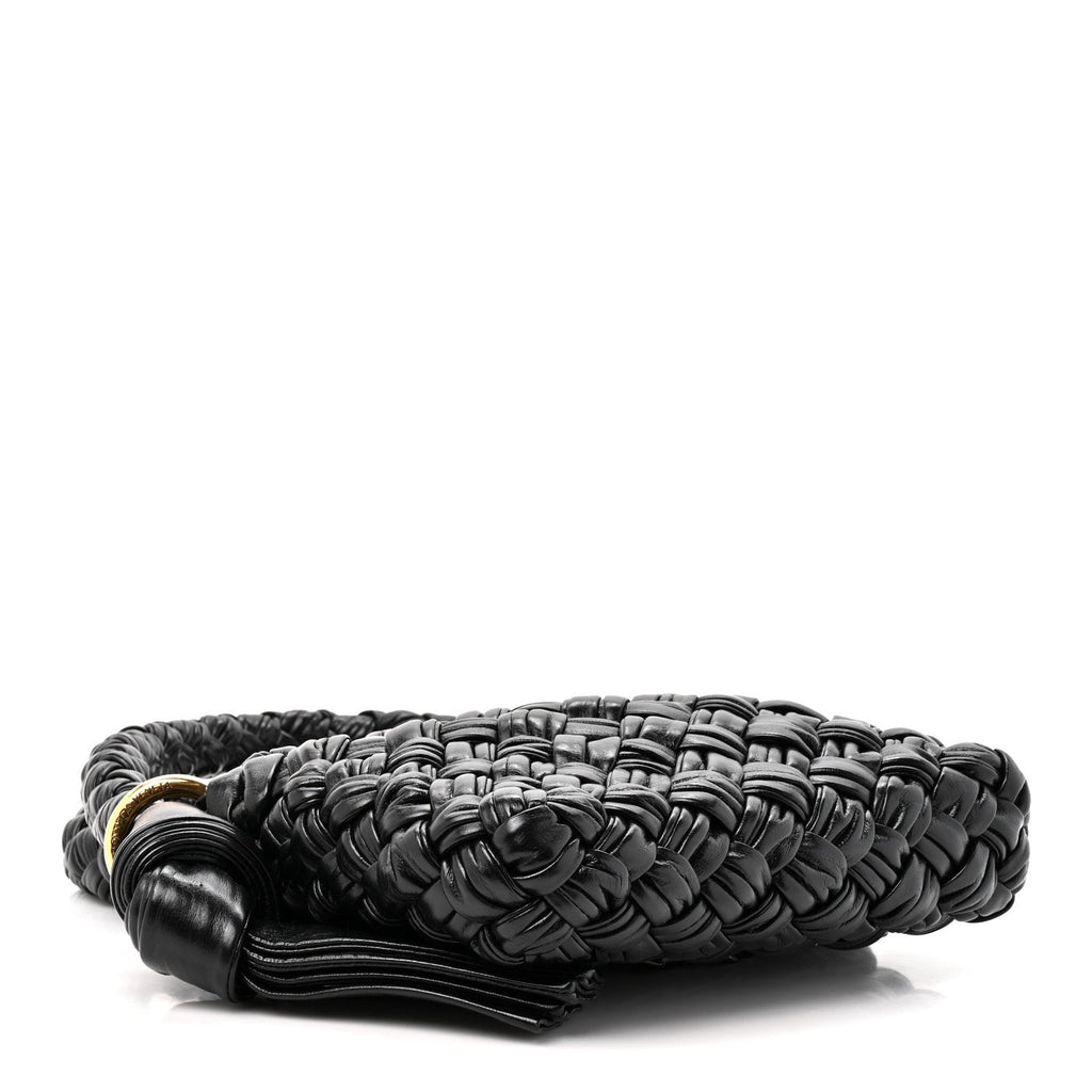 Bottega Veneta Calfskin Foulard Intreccio Kalimero Città Shoulder Bag Black