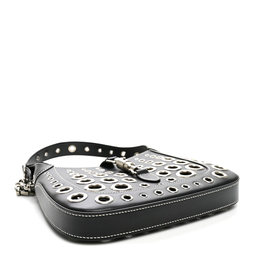 Gucci Calfskin Ha Ha Ha Jackie 1961 Eyelet Hobo Black
