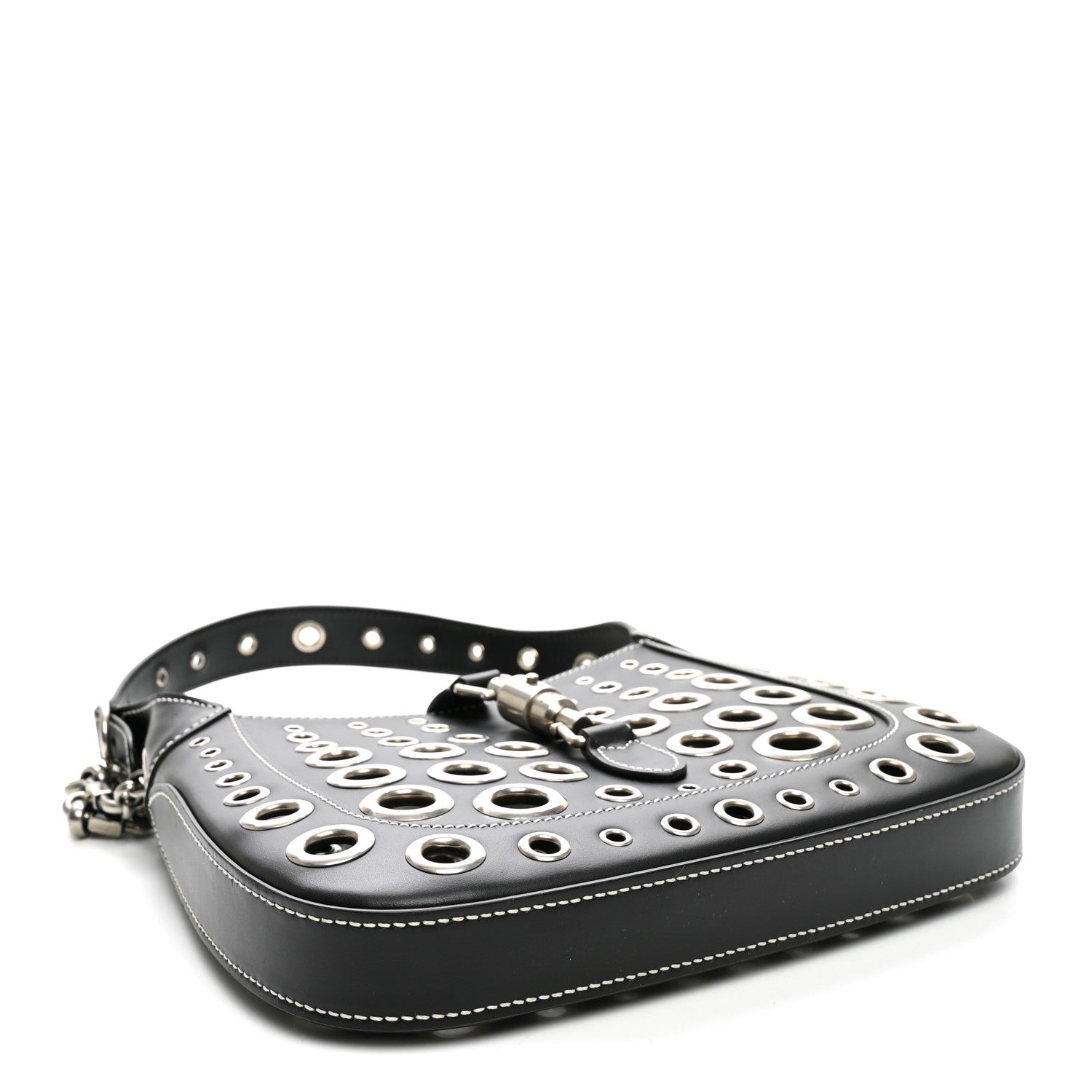 Gucci Calfskin Ha Ha Ha Jackie 1961 Eyelet Hobo Black