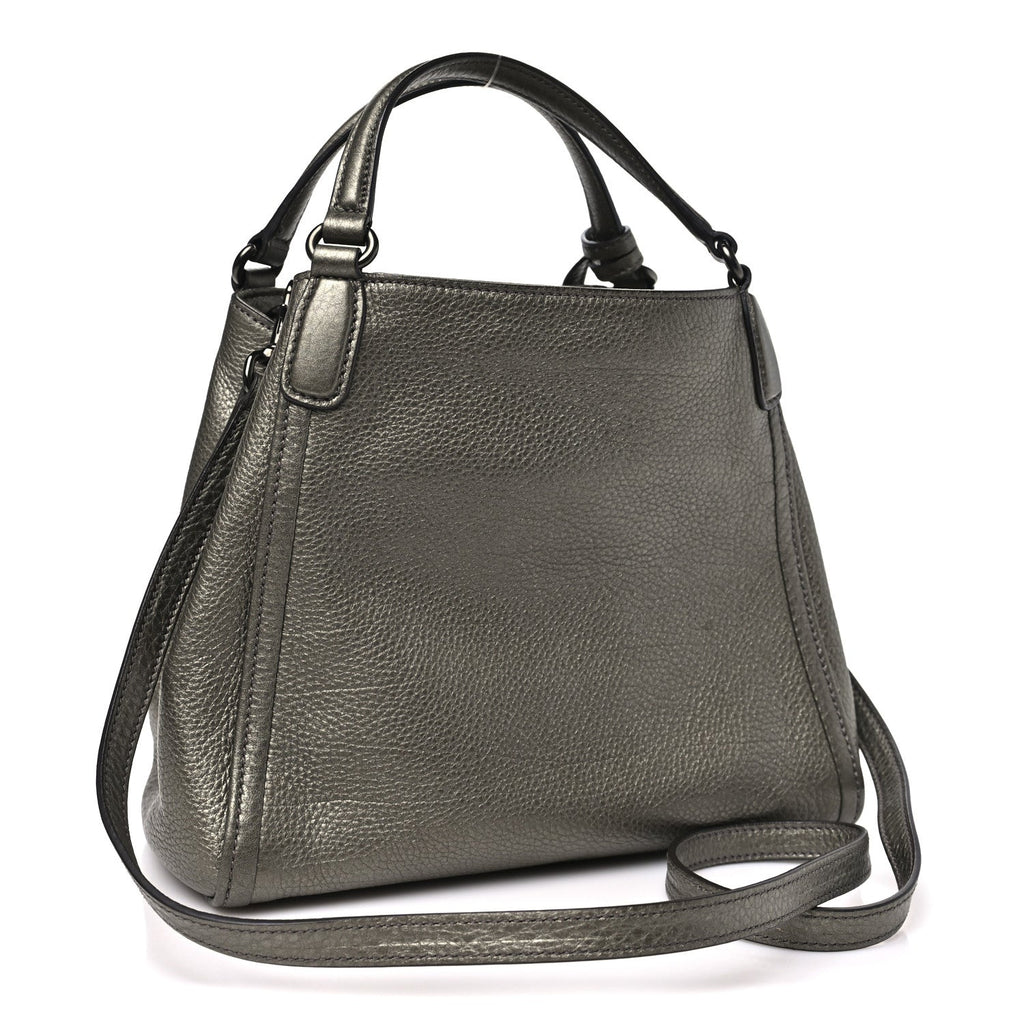 Gucci Metallic Pebbled Calfskin Small Soho Shoulder Bag Golden Beige