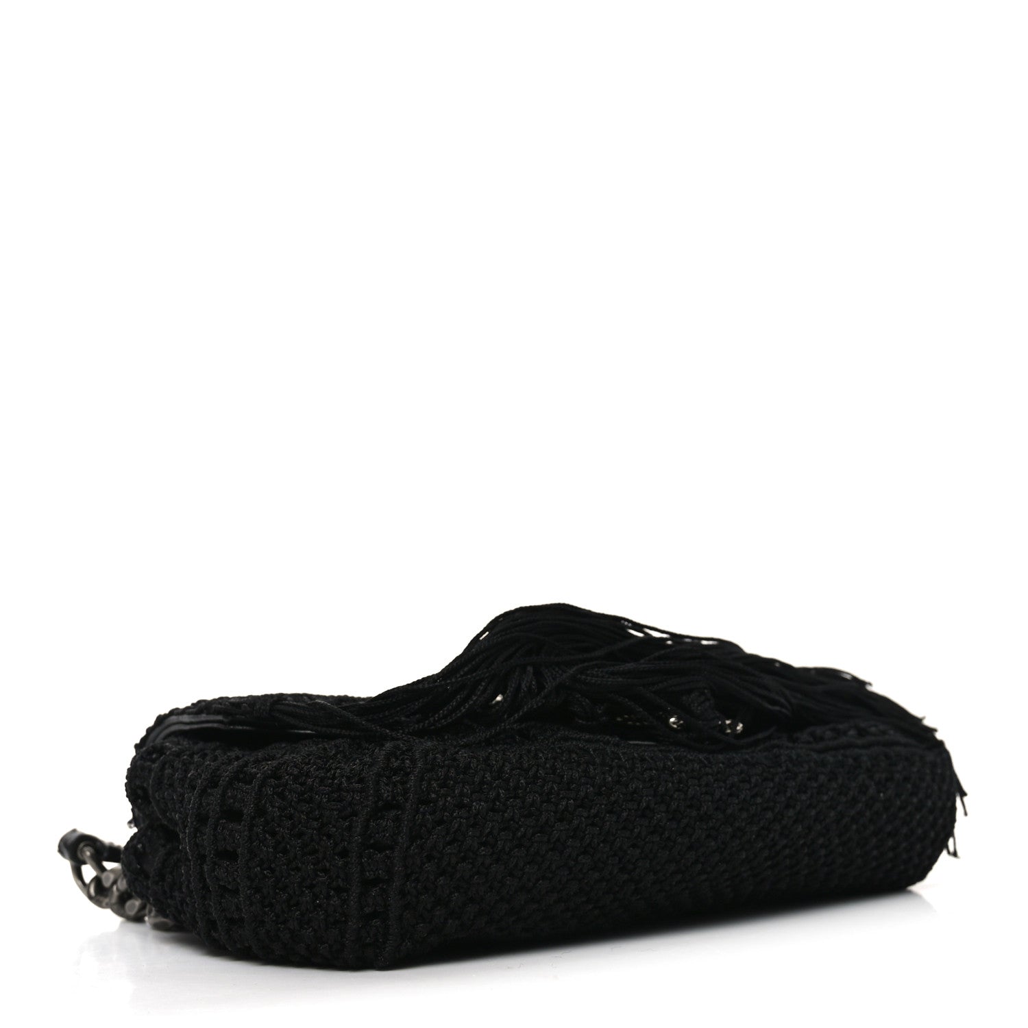 Saint Laurent Calfskin Crochet Baby Monogram Chain Satchel Black
