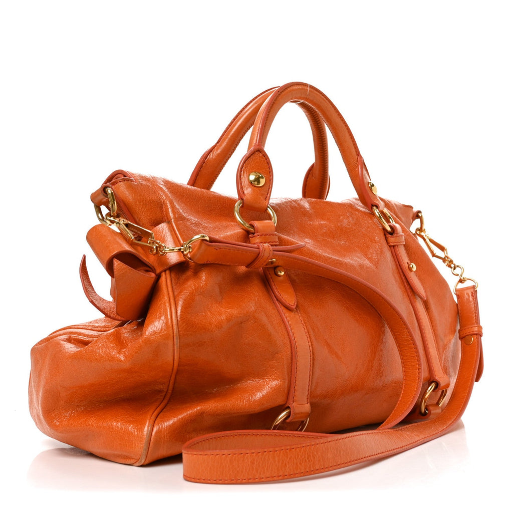 Miu Miu Vitello Lux Medium Bow Bag Amarena