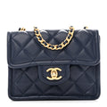 Chanel Caviar Quilted Mini Sweet Classic Flap Navy Blue