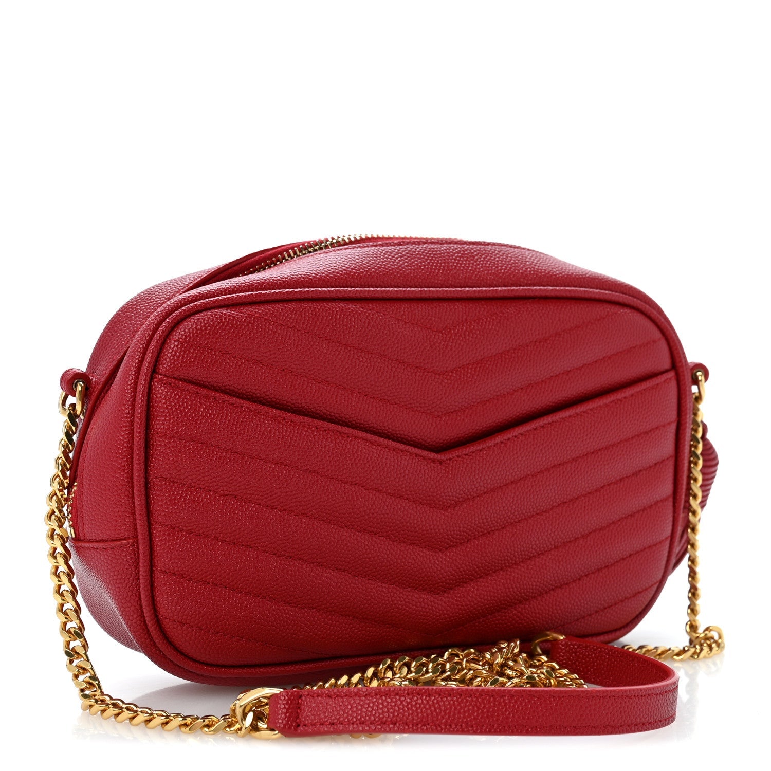Saint Laurent Grain De Poudre Matelasse Monogram Mini Lou Camera Bag Opyum Red