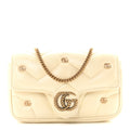 Gucci Calfskin Matelasse Double G Studs Mini Torchon GG Marmont Shoulder Bag White