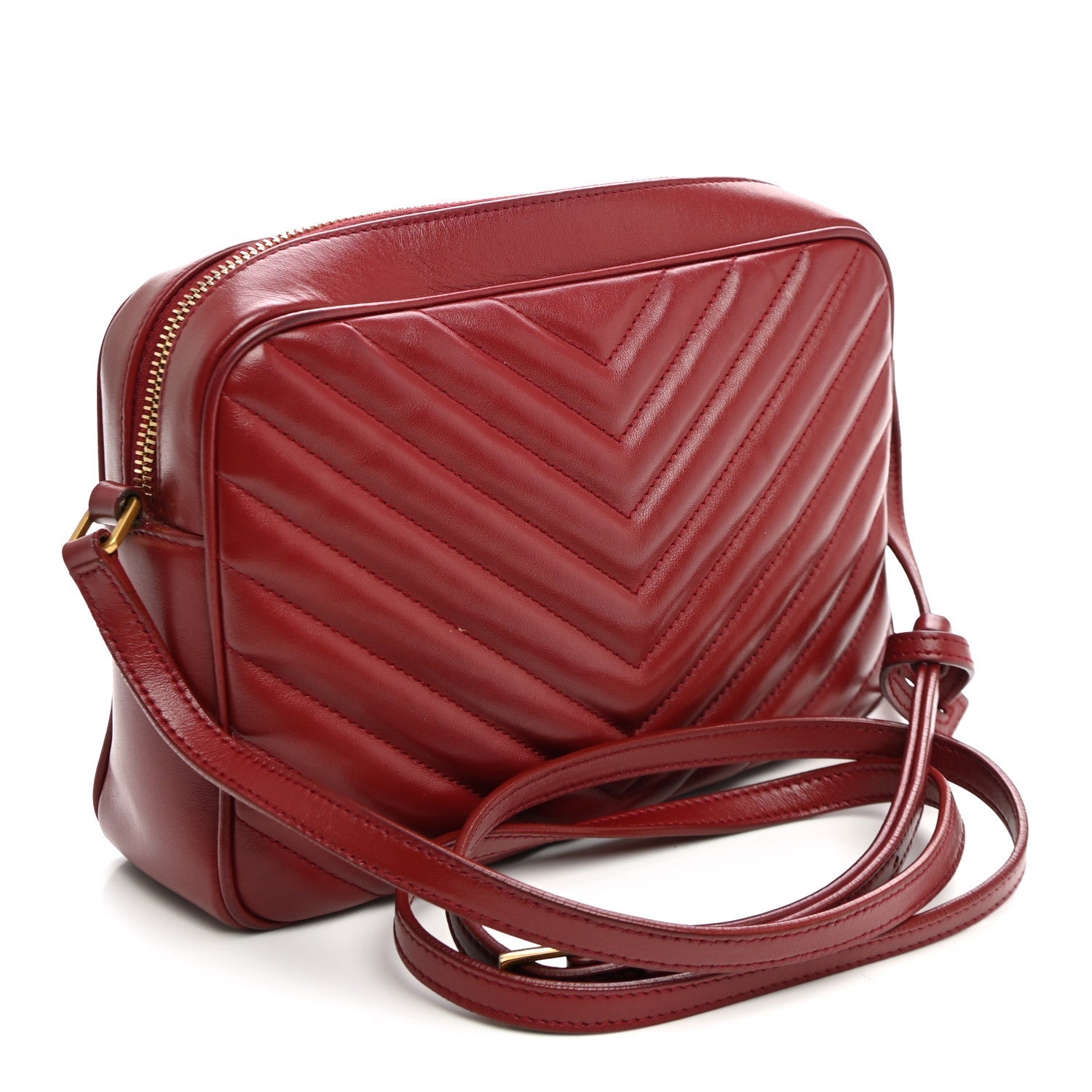 Saint Laurent Calfskin Matelasse Monogram Lou Camera Bag Red