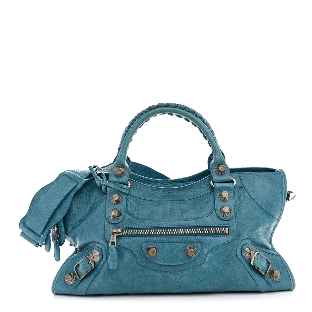 Balenciaga Agneau Giant 21 Silver Hardware Part Time Aquamarine