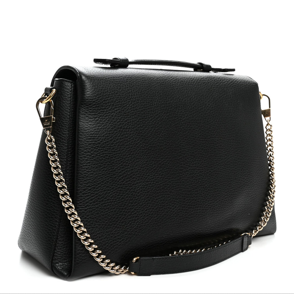 Gucci Dollar Calfskin Medium Interlocking G Top Handle Shoulder Bag Black