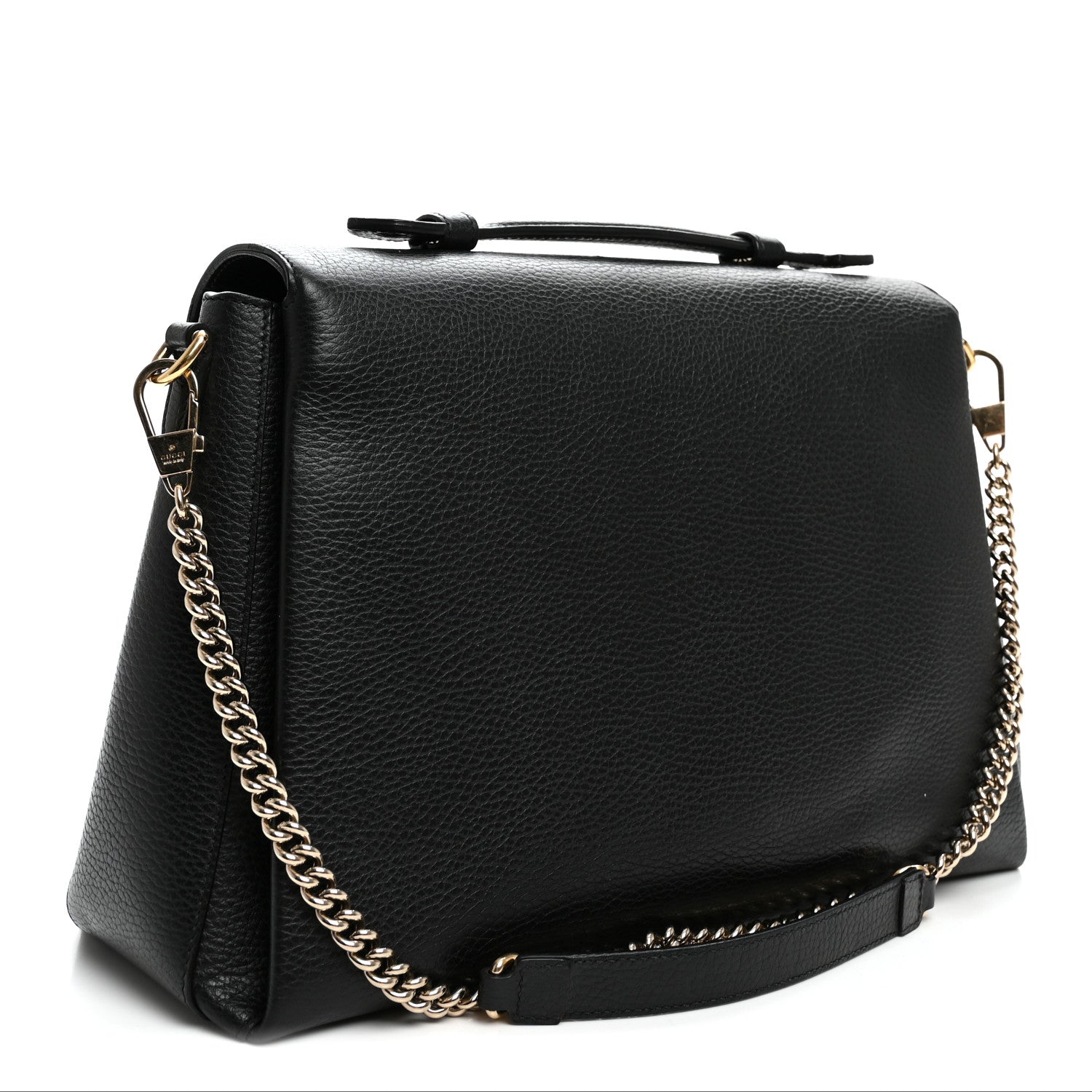Gucci Dollar Calfskin Medium Interlocking G Top Handle Shoulder Bag Black