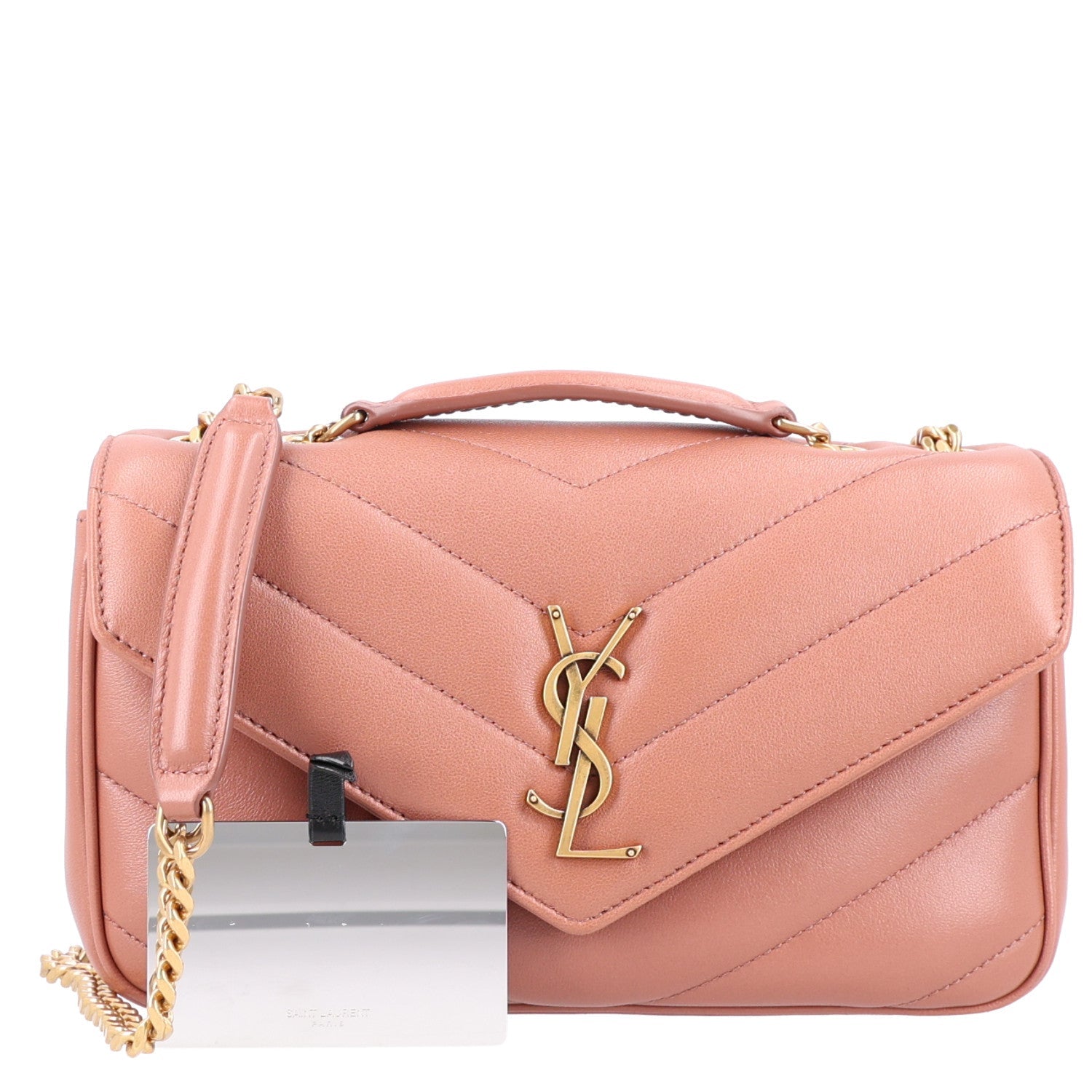 Saint Laurent Lambskin Chevron Quilted Small Loulou Hortensia