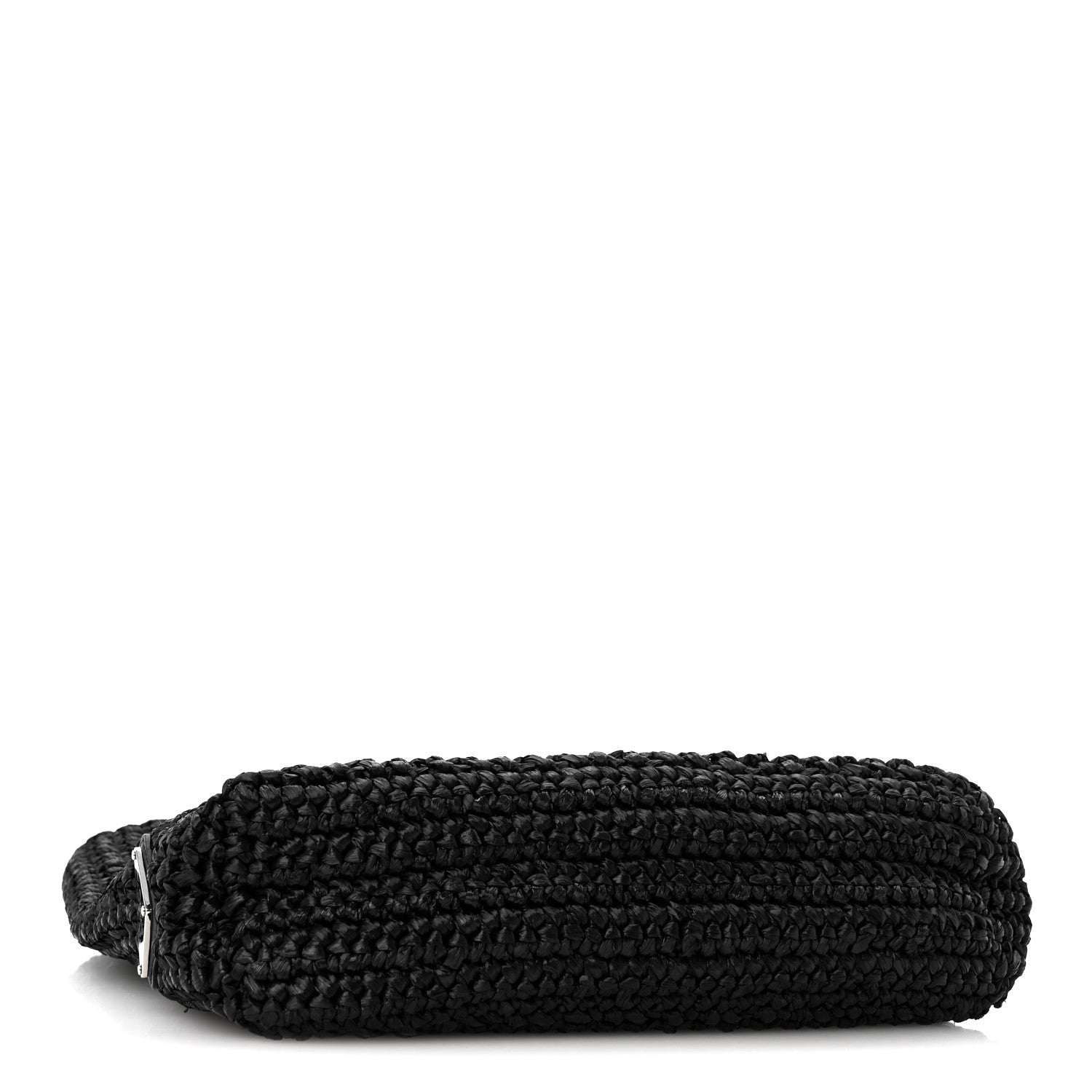 Prada Yarn Raffia Effect Crochet Small Logo Tote Black