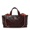 Chanel Glazed Calfskin Lambskin Quilted Portobello Tote Burgundy